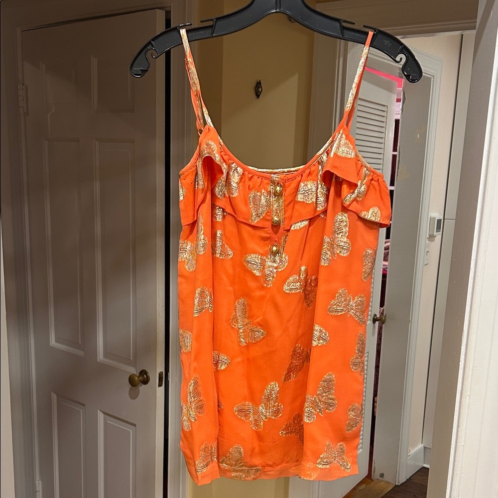 Juicy Couture Peachy-Orange Camisole with Gold Butterfly Design